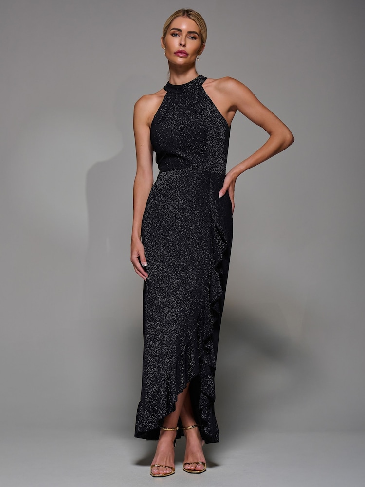 Jolie Moi Halter Neck Glitter Jersey Maxi Dress - Imagen 1 de 6