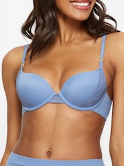 KBX Blue Pad Plunge Charlotte Brushed Underwired Padded T-Shirt Plunge Bra - Image 3 of 7