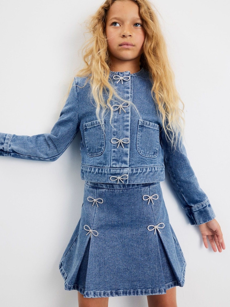 River Island Diamonte Bow Jacket & Skirt Set - صورة 1 من 1 River Island Diamonte Bow Jacket & Skirt Set - صورة 1 من 1