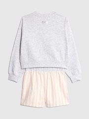 River Island Grey Cherry Sweat & Stripe Short Pyjamas Set - Image 2 of 4