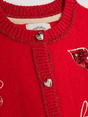River Island Red Doodle Christmas Cardigan - Image 3 of 4