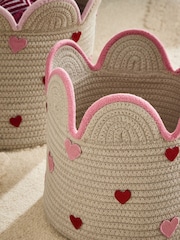 Set of 2 Embroidered Hearts Storage Baskets - Obrázek 2 z 4