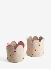 Set of 2 Embroidered Hearts Storage Baskets - Obrázek 4 z 4
