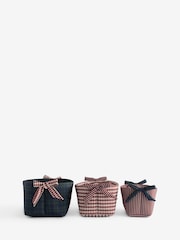 Set of 3 Navy Pink Patterned Storage Baskets - Image 1 of 1