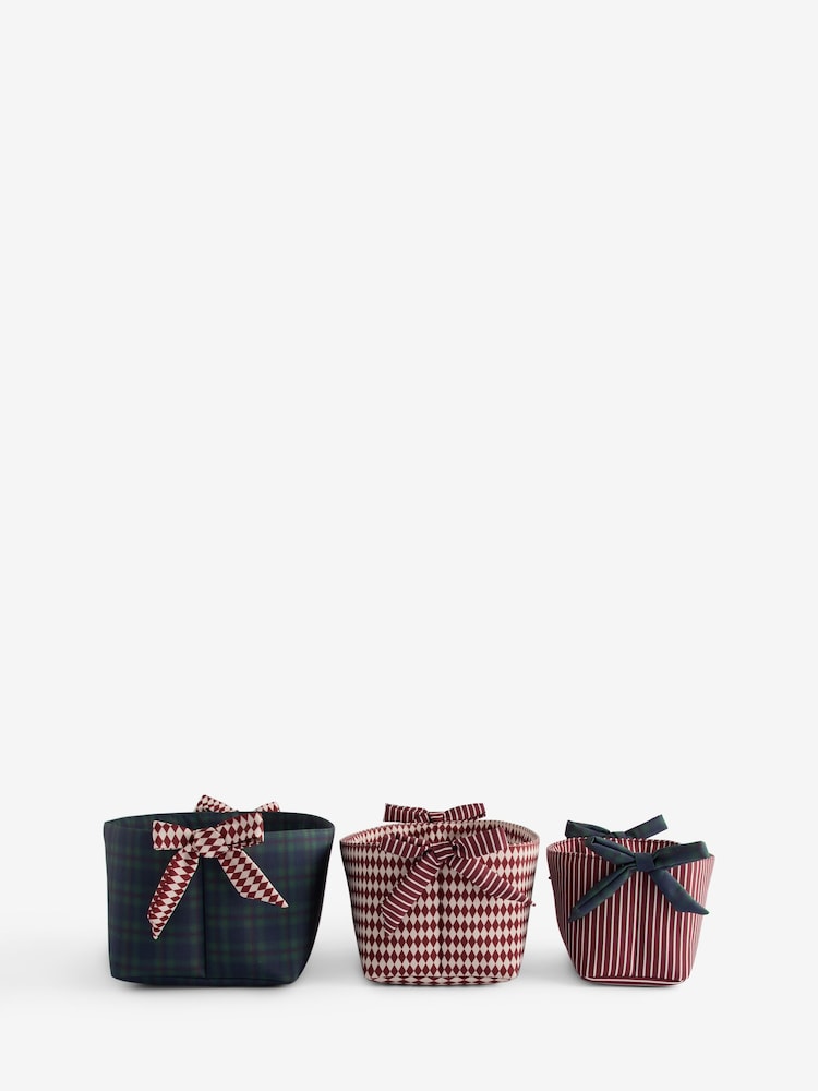 Set of 3 Navy Pink Patterned Storage Baskets - Image 1 of 1 Set of 3 Navy Pink Patterned Storage Baskets - Image 1 of 1