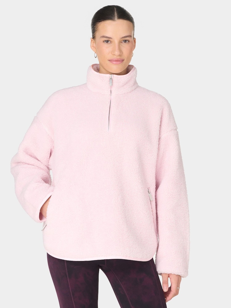 Sweaty Betty Pink Plush Half Zip Fleece - Image 1 of 7 Sweaty Betty Pink Plush Half Zip Fleece - Image 1 of 7