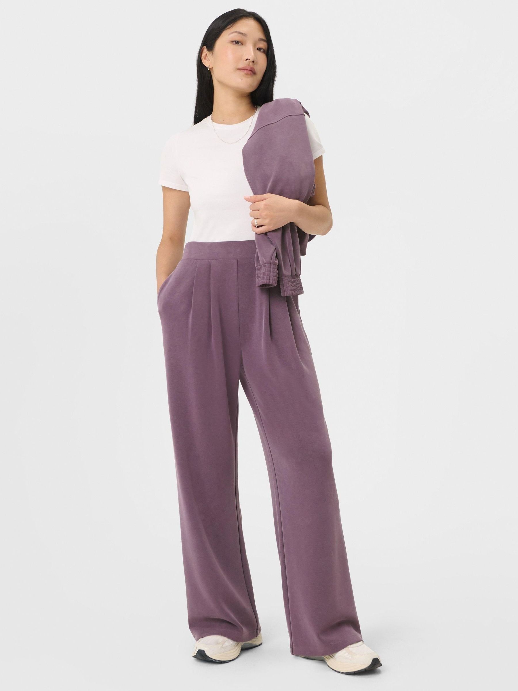 Buy Sweaty Betty Purple Sand Wash Wide Leg Trousers from Next Oman