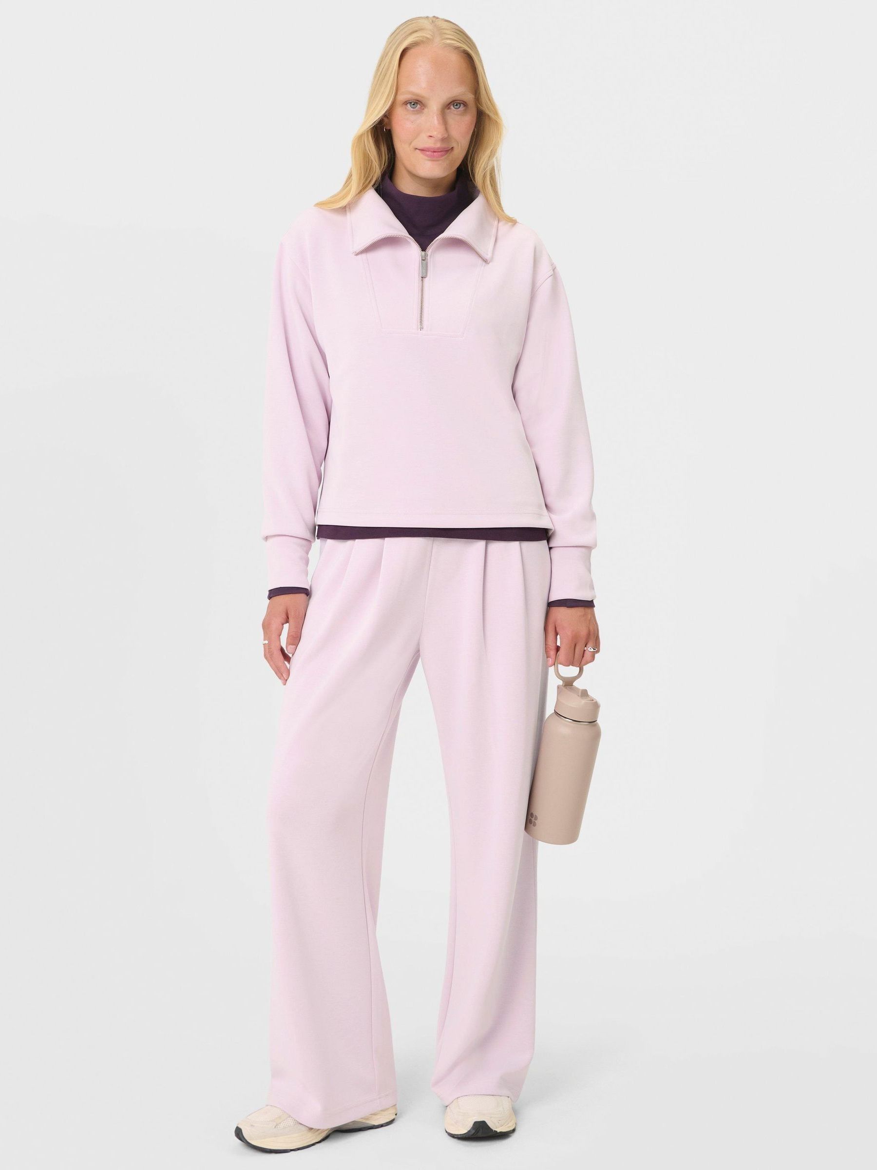 Buy Sweaty Betty Pink Sand Wash Half Zip Crop Sweatshirt from Next USA