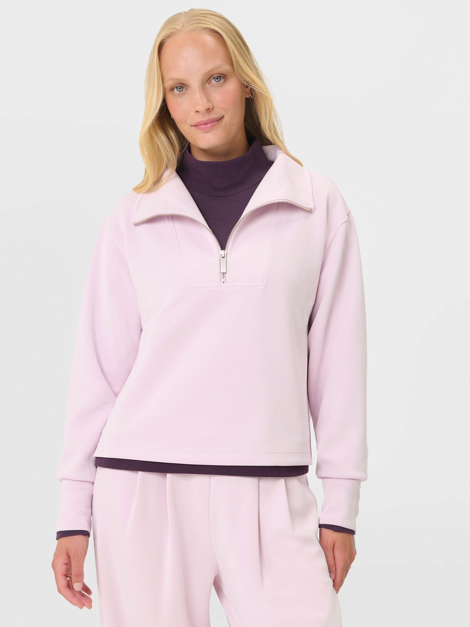 Buy Sweaty Betty Pink Sand Wash Half Zip Crop Sweatshirt from Next USA