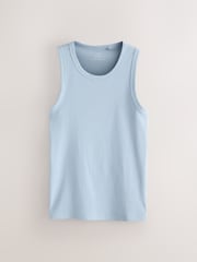 Blue Slim Fit Ribbed Vests - Image 1 of 3