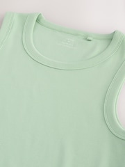 Green Slim Fit Ribbed Vest - Image 6 of 7