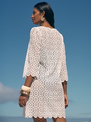 Love & Roses White Crochet Tie Front Kaftan - Image 4 of 4