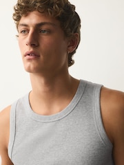 Grey Marl Slim Fit Ribbed Vests - Image 5 of 8