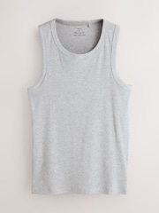 Grey Marl Slim Fit Ribbed Vests - Image 6 of 8