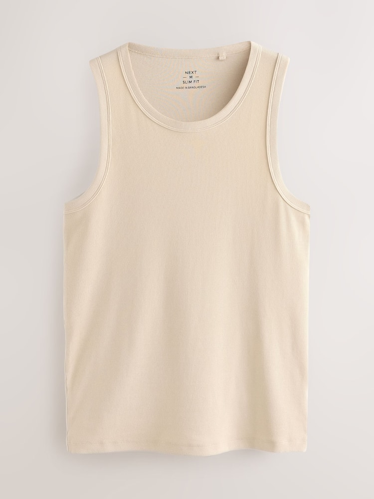 Natural Slim Fit Ribbed Vests - Image 1 of 3