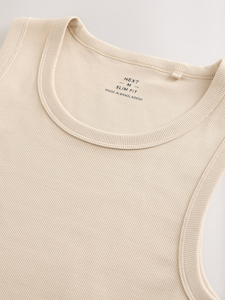 Natural Slim Fit Ribbed Vests - Image 3 of 3