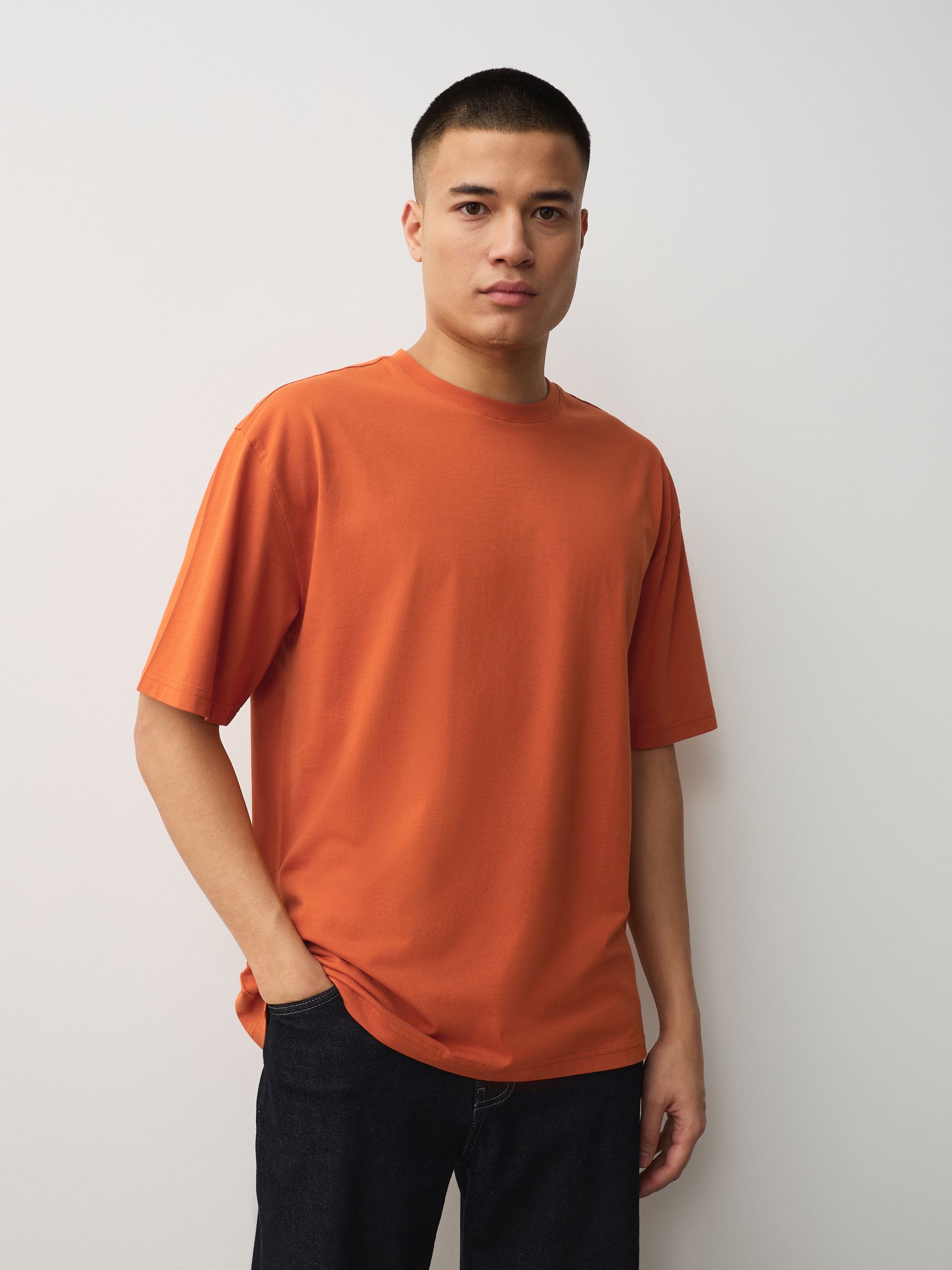 Buy White/Orange/Blue/Pink/Green Essential Cotton T-Shirts Relaxed
