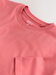 Coral Pink Regular Fit Essential Crew Neck Cotton T-Shirt - Image 3 of 7