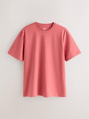 Coral Pink Regular Fit Essential Crew Neck Cotton T-Shirt - Image 5 of 7