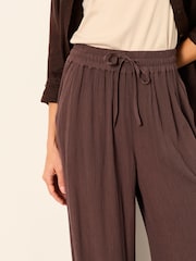 FatFace Melissa Chocolate Brown Palazzo Trousers - Image 6 of 7