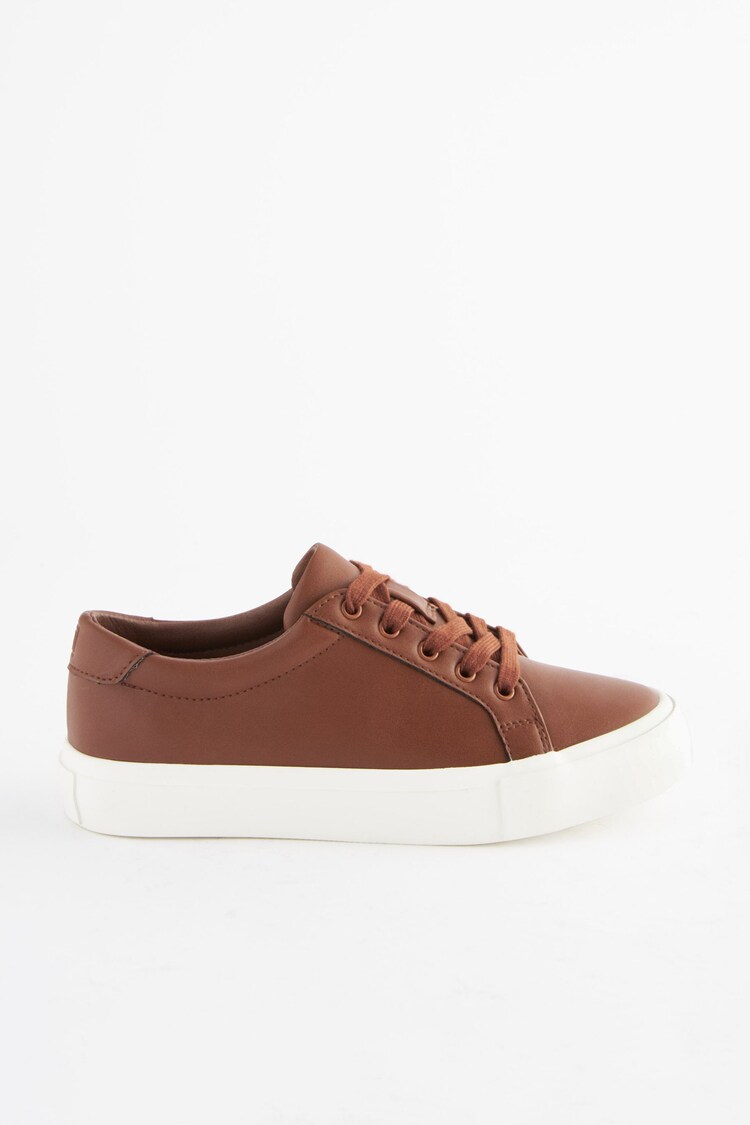 Tan Brown Lace Up Smart Trainers - Image 2 of 7