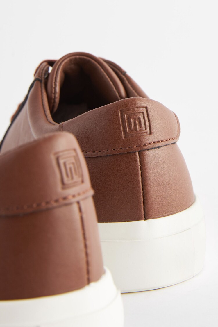 Tan Brown Lace Up Smart Trainers - Image 7 of 7