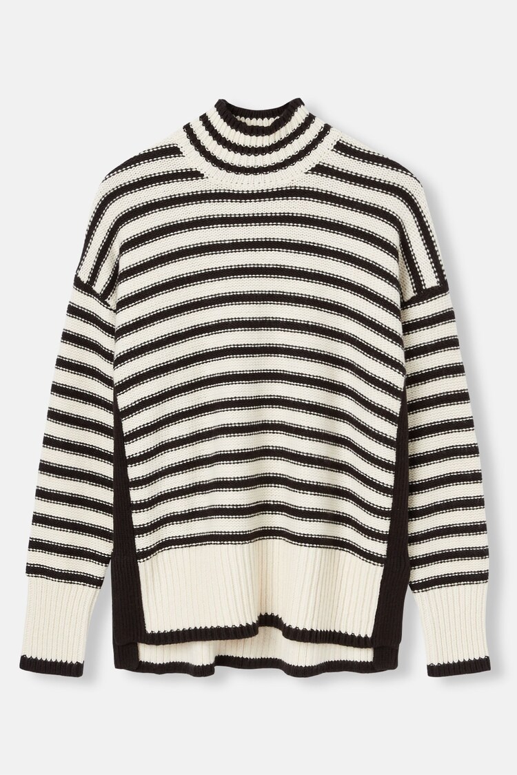 Tandie Black/Cream Striped High Neck Jumper - Image 7 of 7