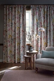 Pastel Multi Pink Isla Floral Print Pencil Pleat Blackout/Thermal 100% Cotton Curtains - Image 3 of 7