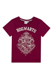 Vanilla Underground Burgundy Red Girls Harry Potter Licensing Short 100% Cotton Pyjamas - Image 2 of 4