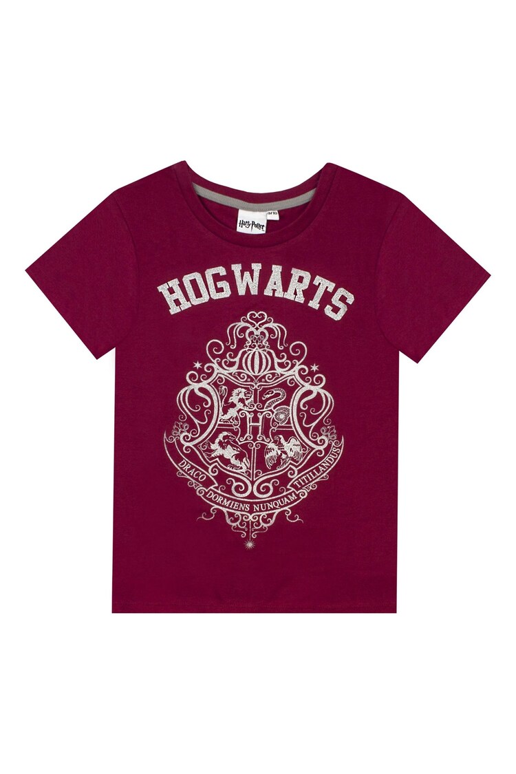 Vanilla Underground Burgundy Red Girls Harry Potter Licensing Short 100% Cotton Pyjamas - Image 2 of 4
