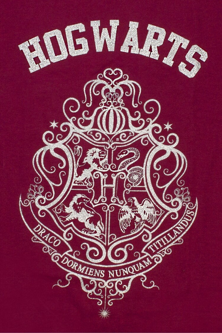 Vanilla Underground Burgundy Red Girls Harry Potter Licensing Short 100% Cotton Pyjamas - Image 4 of 4