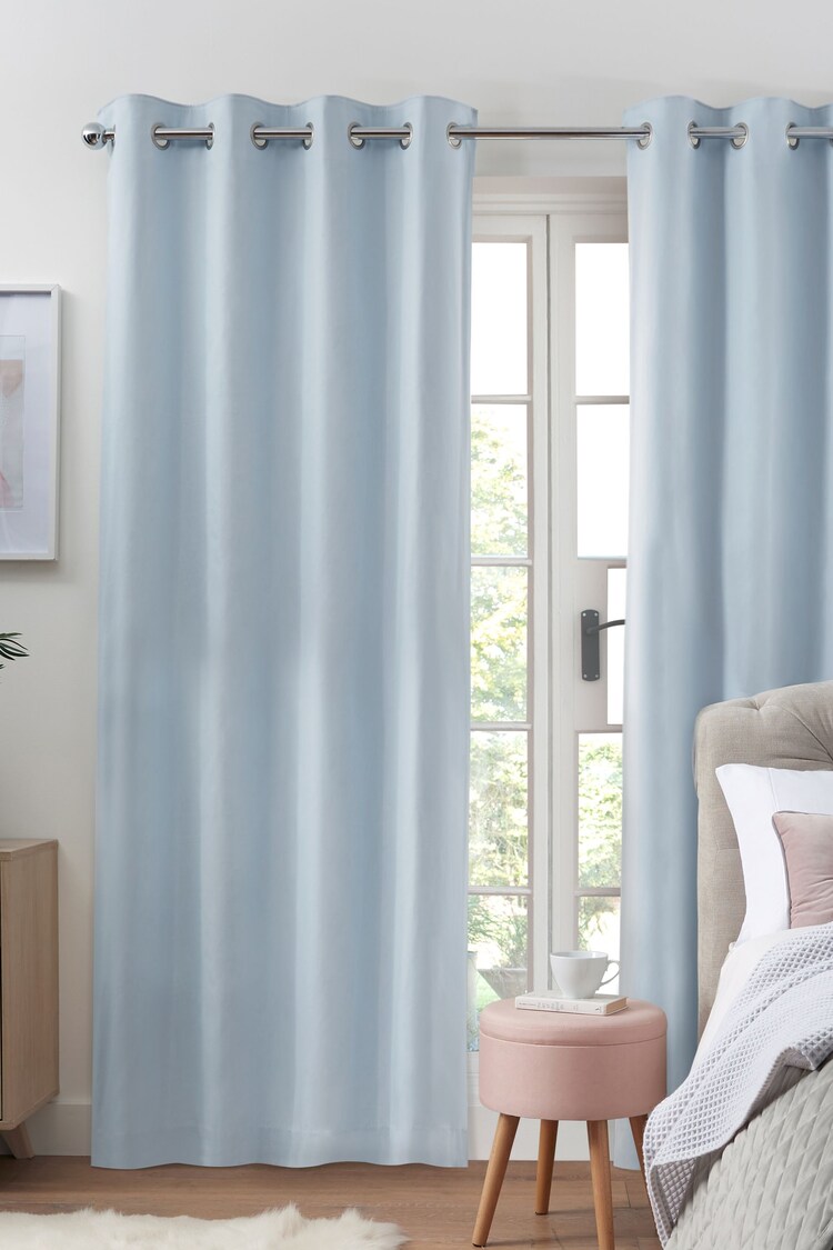 Blue Light Blackout/Thermal Cotton Eyelet Curtains - Image 1 of 8