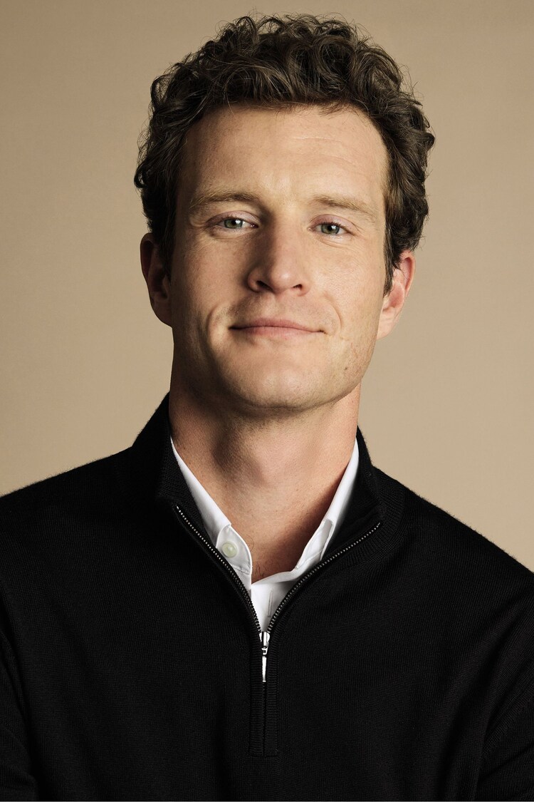 Charles Tyrwhitt Black Pure Merino Quarter Zip Jumper - Image 2 of 4