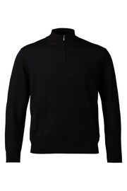 Charles Tyrwhitt Black Pure Merino Quarter Zip Jumper - Image 3 of 4