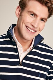 Alistair Navy/White Quarter Zip Cotton Sweatshirt - Image 4 of 6