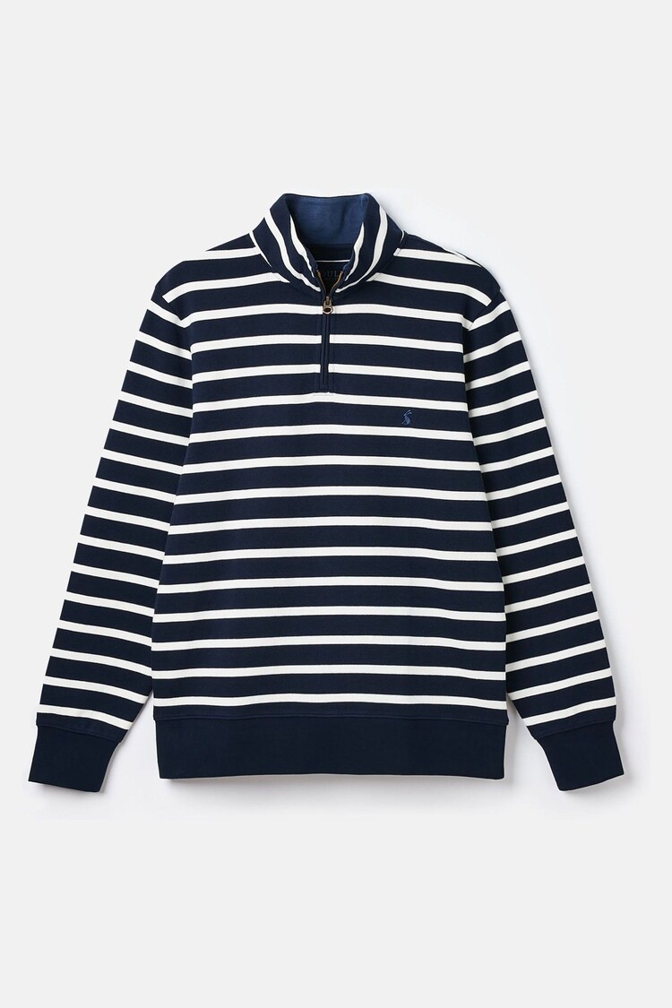 Alistair Navy/White Quarter Zip Cotton Sweatshirt - Image 6 of 6