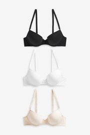 Black/White/Pastel Rose Nude Pad Plunge Cotton Blend Ultimate Comfort Bras 3 Pack A-E - Image 7 of 7