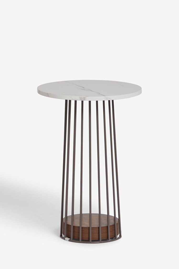 Grey Linear Marble Effect Side Table - Image 6 of 6
