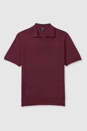 Reiss Claret Red Duchie Merino Wool Open Collar Polo Shirt - Image 2 of 7