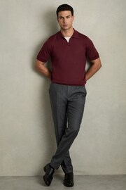 Reiss Claret Red Duchie Merino Wool Open Collar Polo Shirt - Image 3 of 7