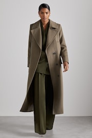 Atelier Wool Blend Longline Coat in Khaki - Image 4 of 8