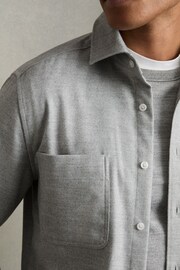 Twin-Pocket Button-Through Overshirt in Soft Grey Melange - Image 4 of 7