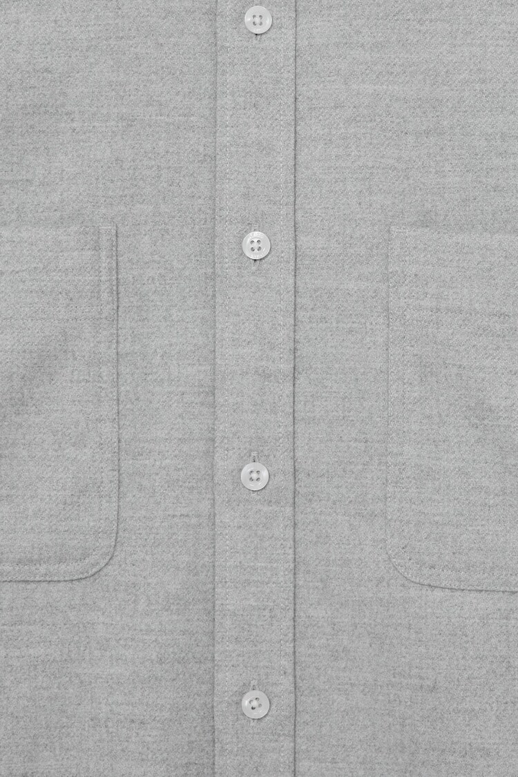 Twin-Pocket Button-Through Overshirt in Soft Grey Melange - Image 7 of 7