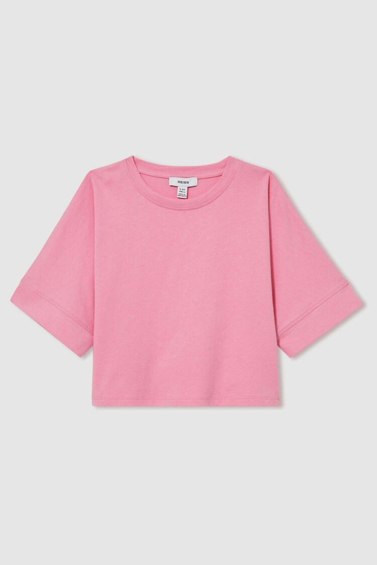 13-14 yrs Cotton Oversized Short-Sleeve T-Shirt in Bright Pink - Image 1 of 4