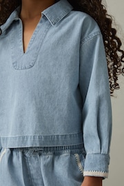 4-9 yrs Chambray Collared Top in Light Blue - Image 3 of 4