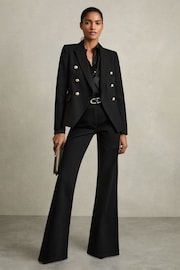 Petite Tailored Fit Textured Double Breasted Blazer in Black - Image 1 of 7