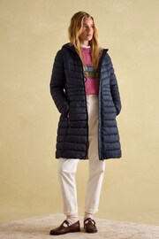 Kenley Navy Showerproof Long Padded Coat with Hood - Image 3 of 6