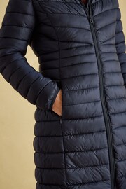 Kenley Navy Showerproof Long Padded Coat with Hood - Image 5 of 6