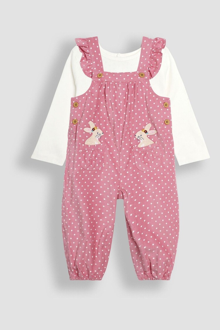 Rose Pink Bunny Appliqué Cord Dungarees & Top Set - Image 1 of 6