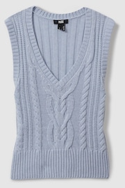 Paige Cable Knit Vest in Soft Blue - Image 2 of 5